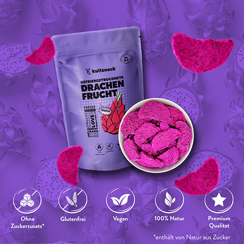 Gevriesdroogde plakjes drakenfruit