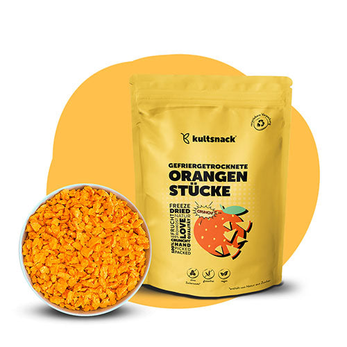 Gefriergetrocknete-Orangen-Stuecke